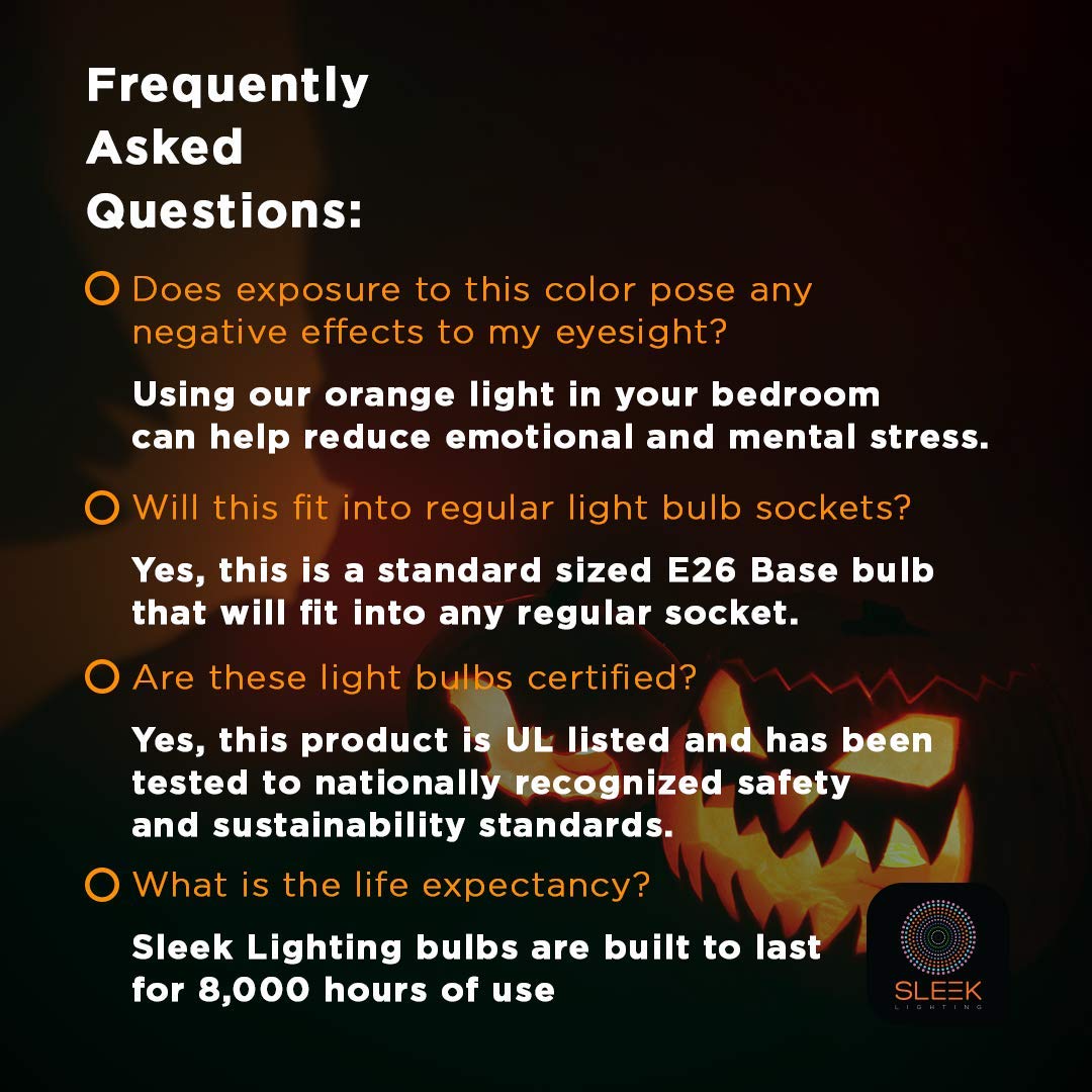 SLEEKLIGHTING 13 Watt Orange Spiral CFL Light Bulb - UL Approved- General Purpose Spiral CFL Orange Light Bulbs - 120 Volt, E26 Medium Base. (Pack