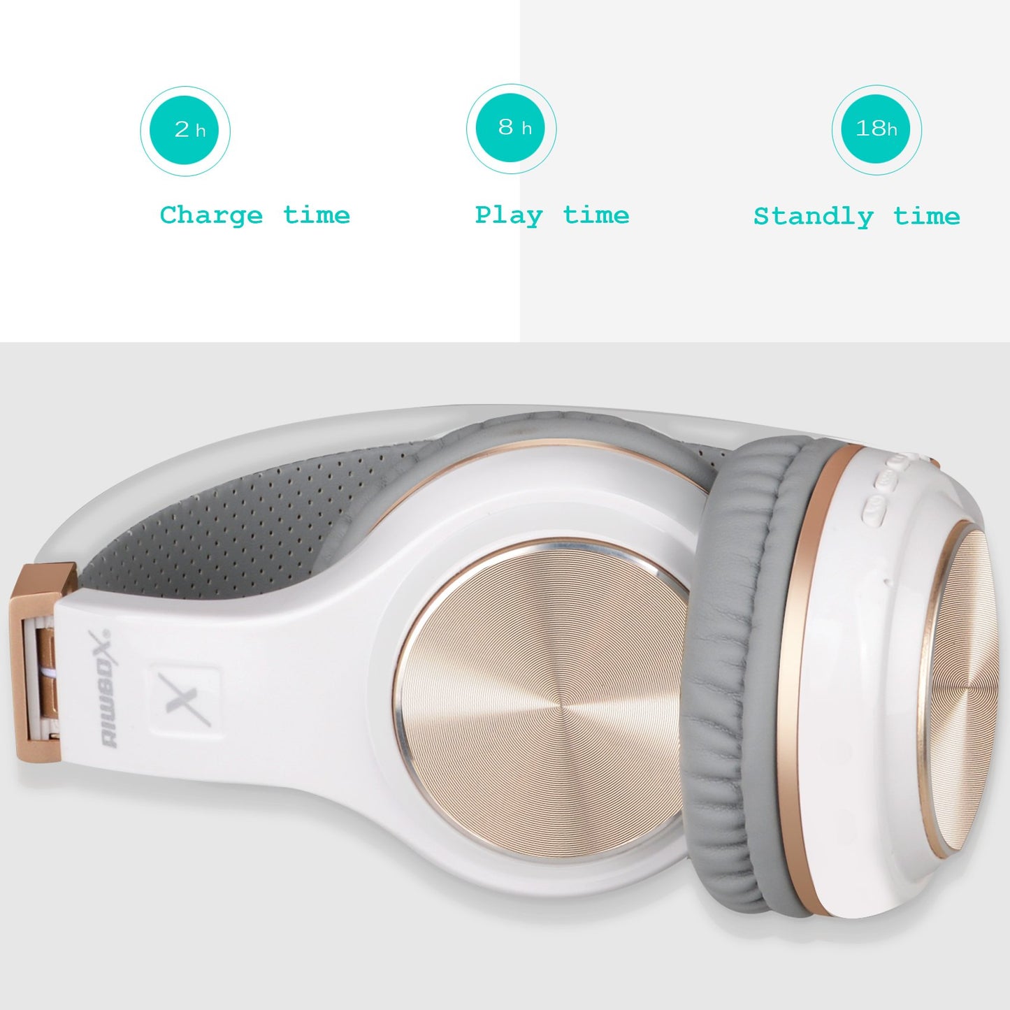 Riwbox Bluetooth Headphones, XBT-80 Folding Stereo Wireless Bluetooth Headphones Over Ear with Microphone and Volume Control, Wireless and Wired…