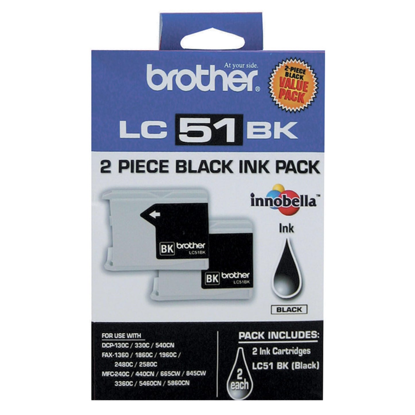 Brother LC51BKS - Black Ink Cartridge 2 Pack
