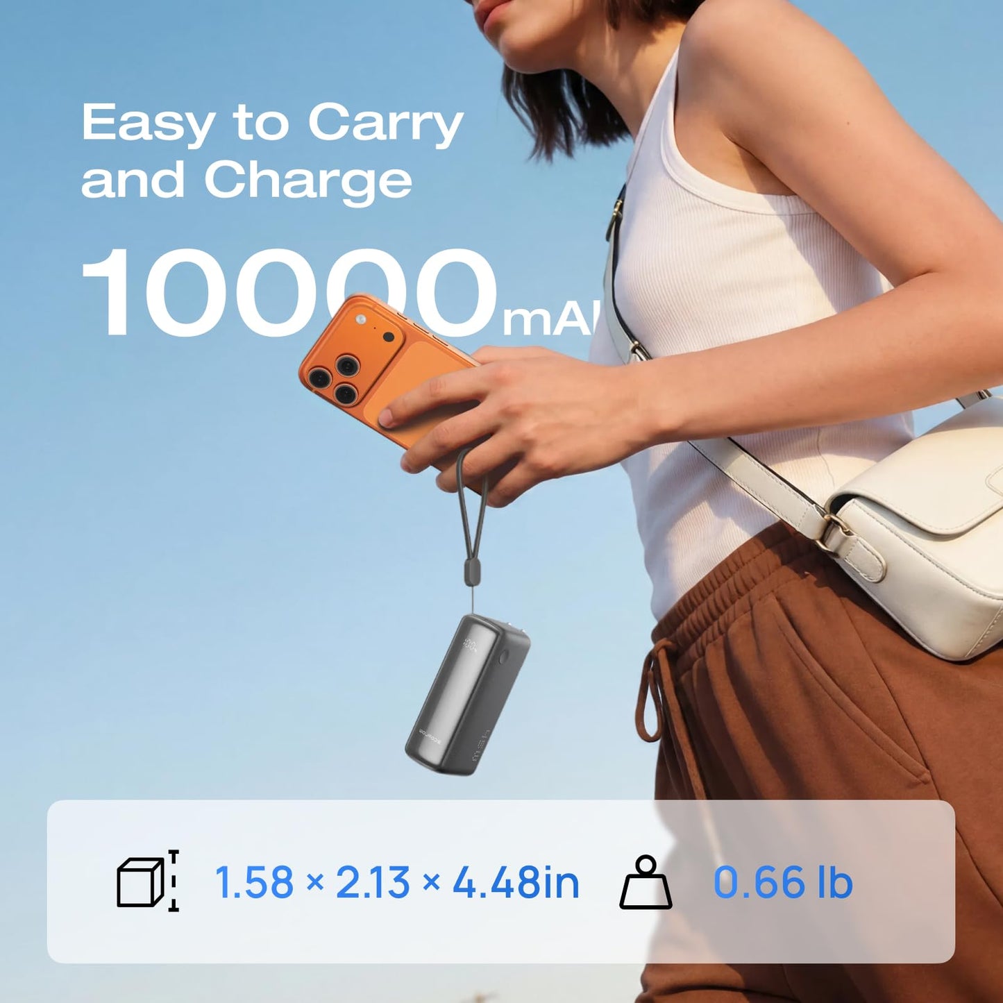 EF ECOFLOW Rapid 45W Power Bank 3-in-1 Portable Charger with Foldable Wall Plug, USB C 2.3ft Cable And USB-C Port,10000mAh Battery Bank Fast Charging
