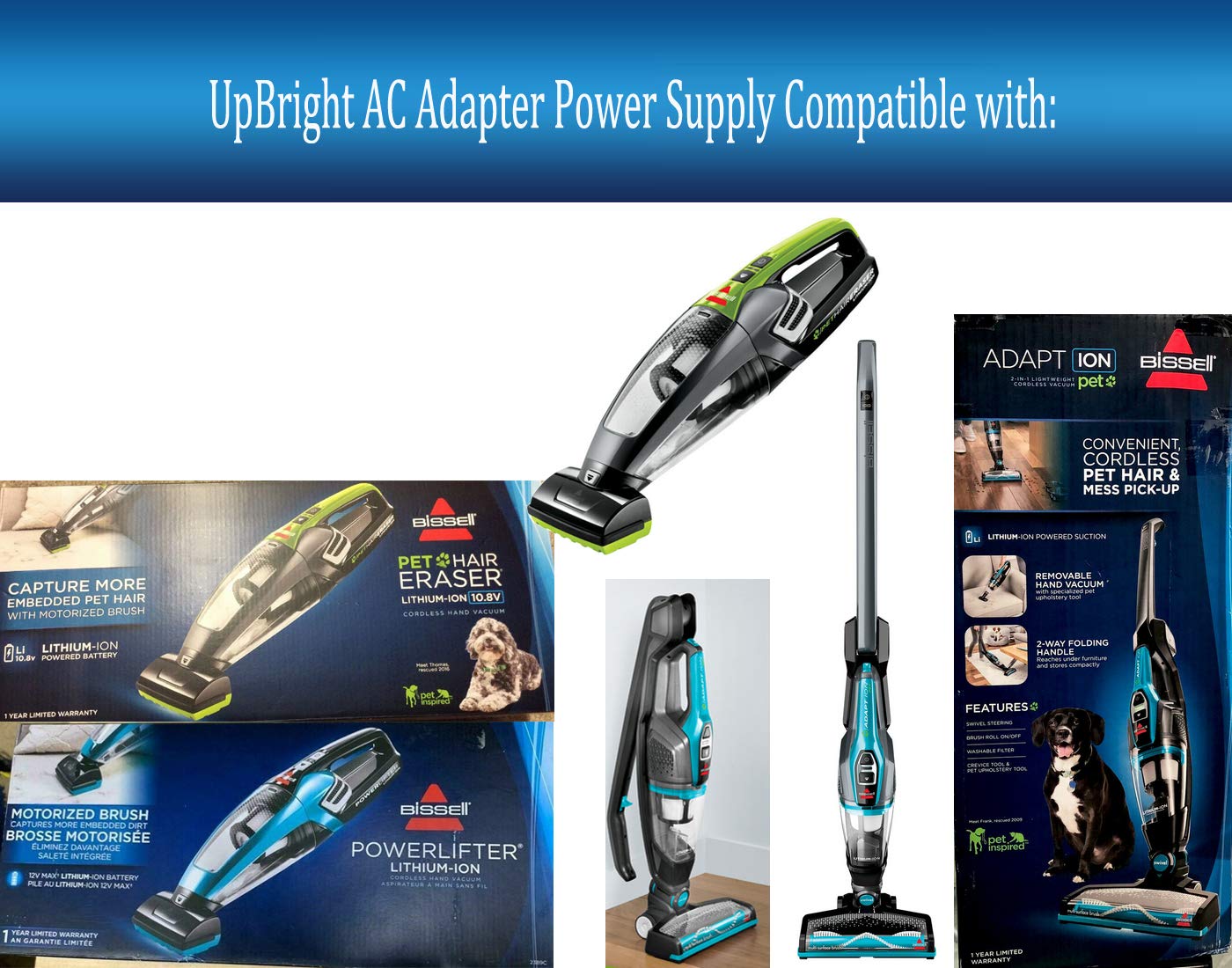 UpBright AC/DC Adapter Compatible with Bissell 2389 Pet Hair Eraser 2389C Powerlifter Lithium Ion Adapt 2286 2286A 2482 2482C 10.8 Volt Li Battery…