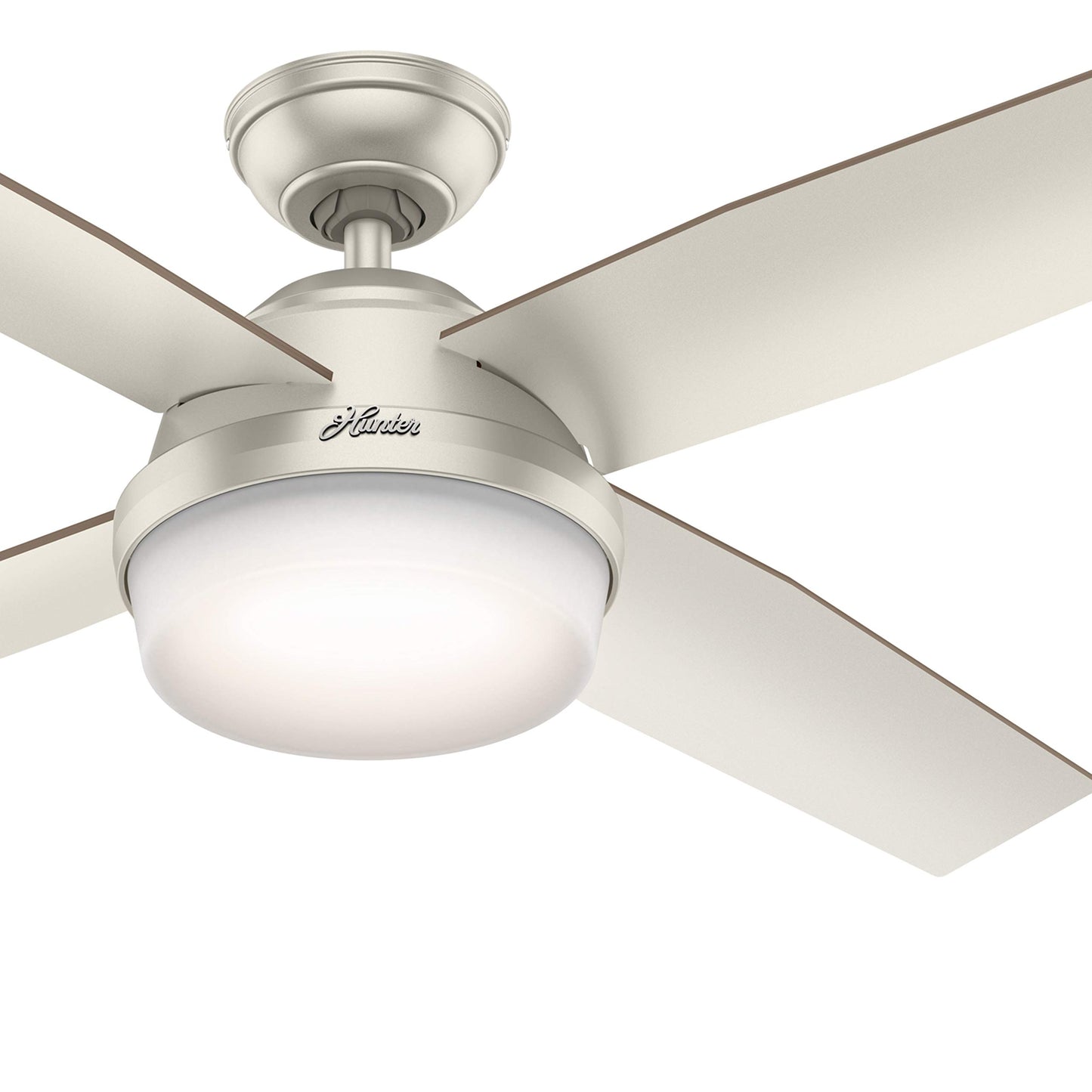 Hunter Fan 52 inch Contemporary Matte Nickel Indoor/Outdoor Ceiling Fan with LED Light Kit and Remote Control (Renewed)