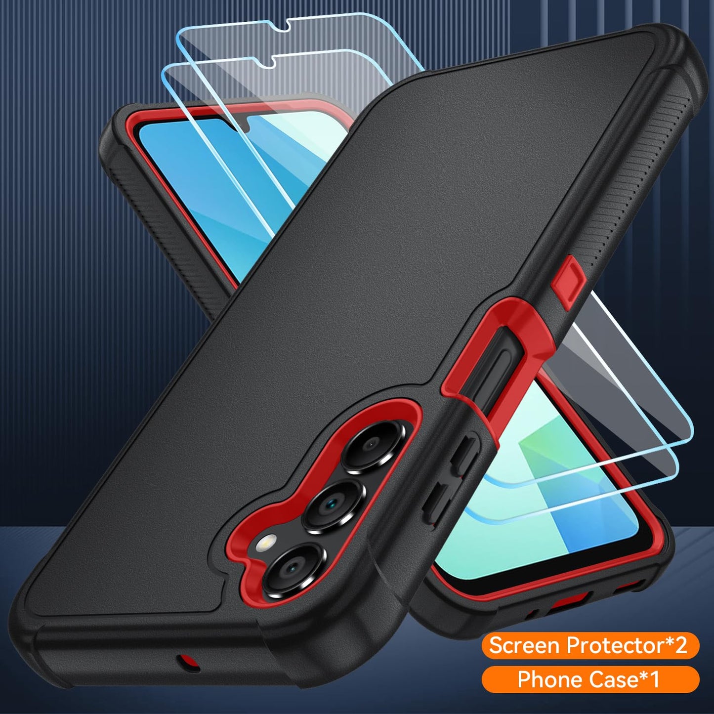 Suncasetor for Samsung Galaxy A16 5G Case : 3-Layer Shockproof Phone Cover with HD Screen Protector,Hybrid Protective Military-Grade Drop Protection