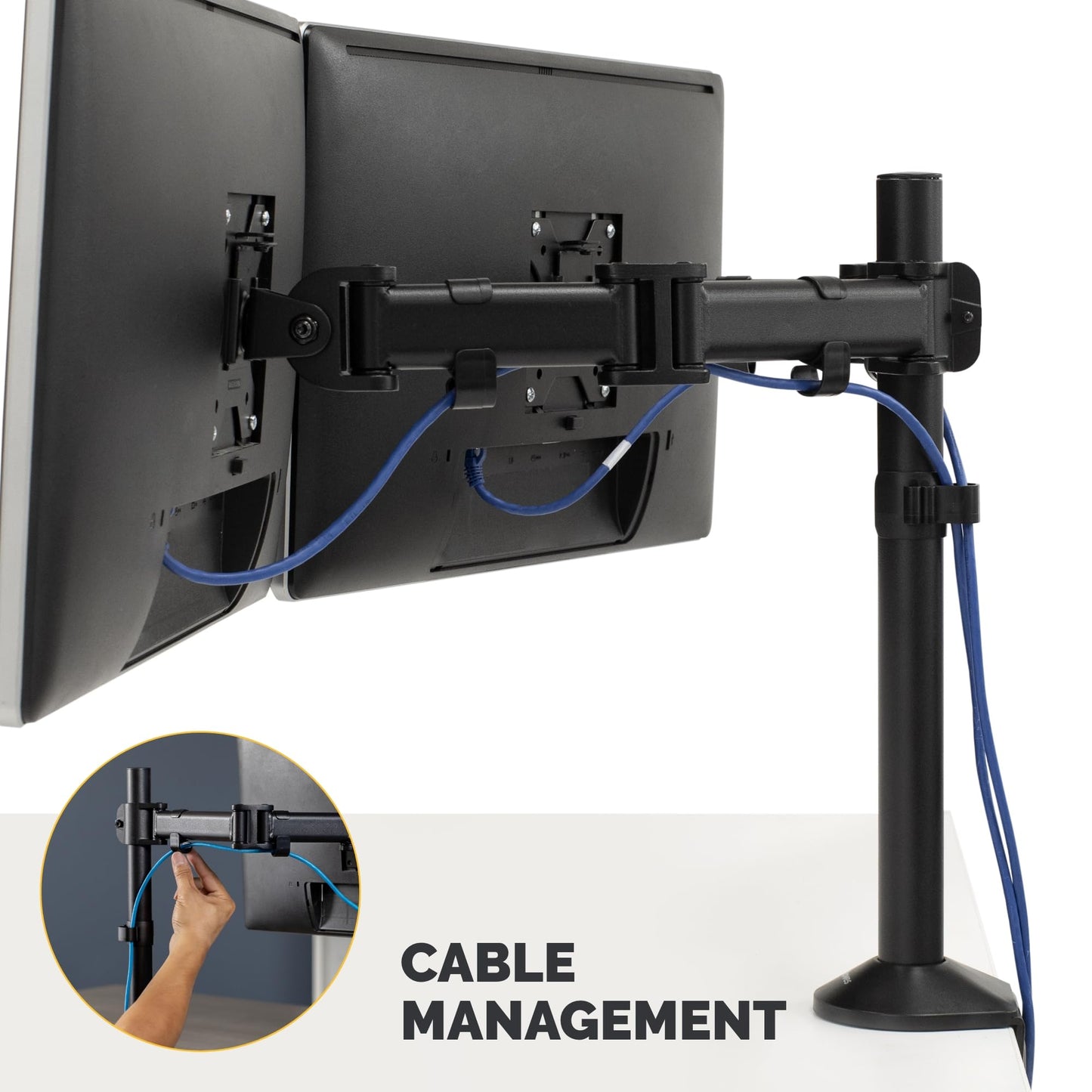 Fellowes Reflex Series Adjustable Monitor Arm for Desk, Supports 27-Inch Monitors, Ergonomic Dual Monitor Stand with VESA Mount, Easy Setup