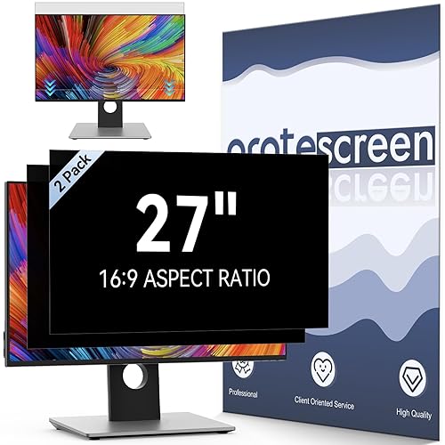 [2 Pack] Computer Privacy Screen 27 Inch for 16:9 Widescreen Monitor, Removable Eye Protection Anti Glare Blue Light Filter, Anti Scratch Computer