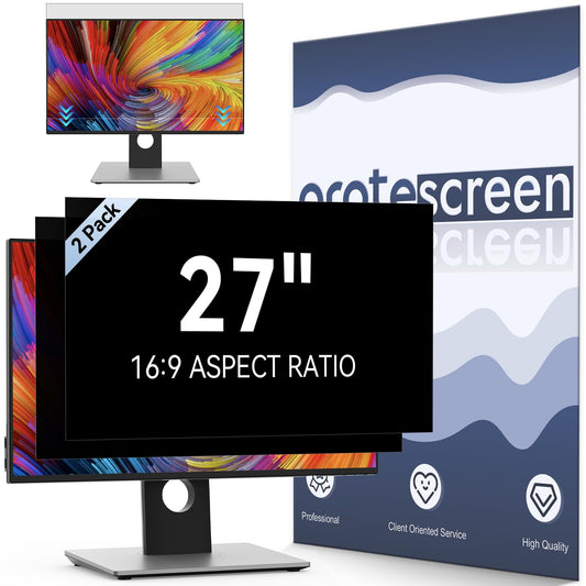 [2 Pack] Computer Privacy Screen 27 Inch for 16:9 Widescreen Monitor, Removable Eye Protection Anti Glare Blue Light Filter, Anti Scratch Computer