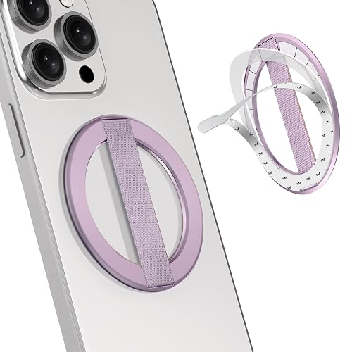 KAHITE AirLoop Ultra Thin Phone Grip with Soft Elastic Finger Strap, Strong Adhesive with Double-Sided Magnetic Ring Holder Loop, Ultra Light