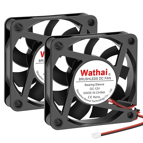 Wathai DC Exhaust Cooler Fan 60mm x 60mm x 15mm 12V 2Pin Brushless Cooling Fan