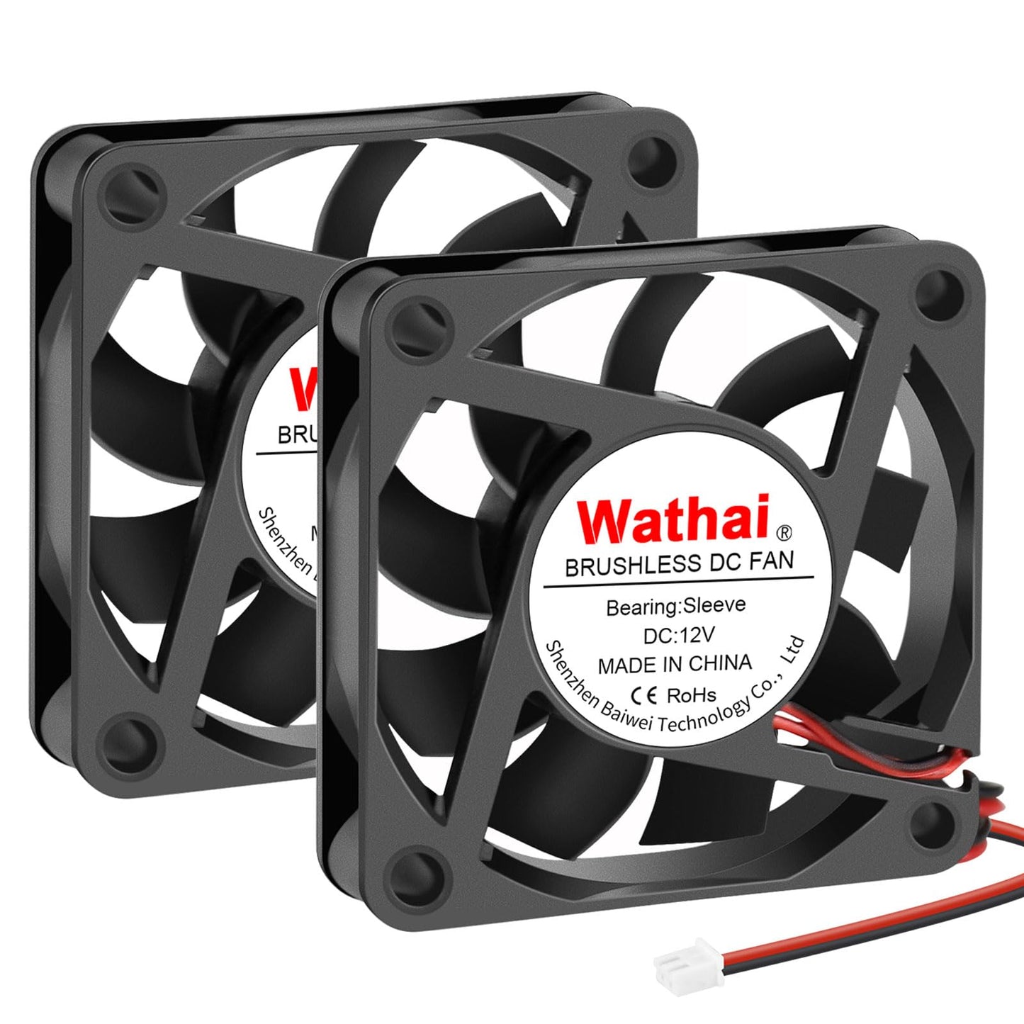 Wathai DC Exhaust Cooler Fan 60mm x 60mm x 15mm 12V 2Pin Brushless Cooling Fan