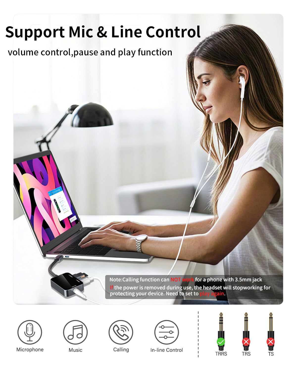 USB C to 3.5mm Audio Adapter 3-in-1 USB-C Headphone Adapter with USB OTG Data Port & 60W PD Charging, Type-C Aux to 3.5mm Converter Compatible