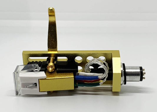 Cartridge and Stylus, Conical needle and Gold Headshell with mounting bolts for Pioneer PL550, PL10, PL510, PL71, PL400, PL100, PL115D, PL120, PL300