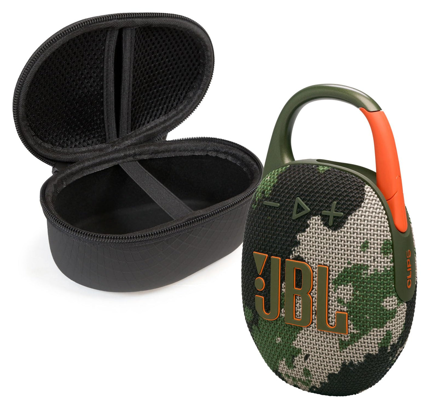 JBL Clip 5 Bluetooth Speaker and divvi! Protective Case - Camo