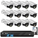 4COVR 16 Channel PoE Security Camera System, 2-Way Talk & Dual Lights Smart Full Color Night Vision, Human/Vehicle Detection, NVR & 4TB HDD, 12X 5MP