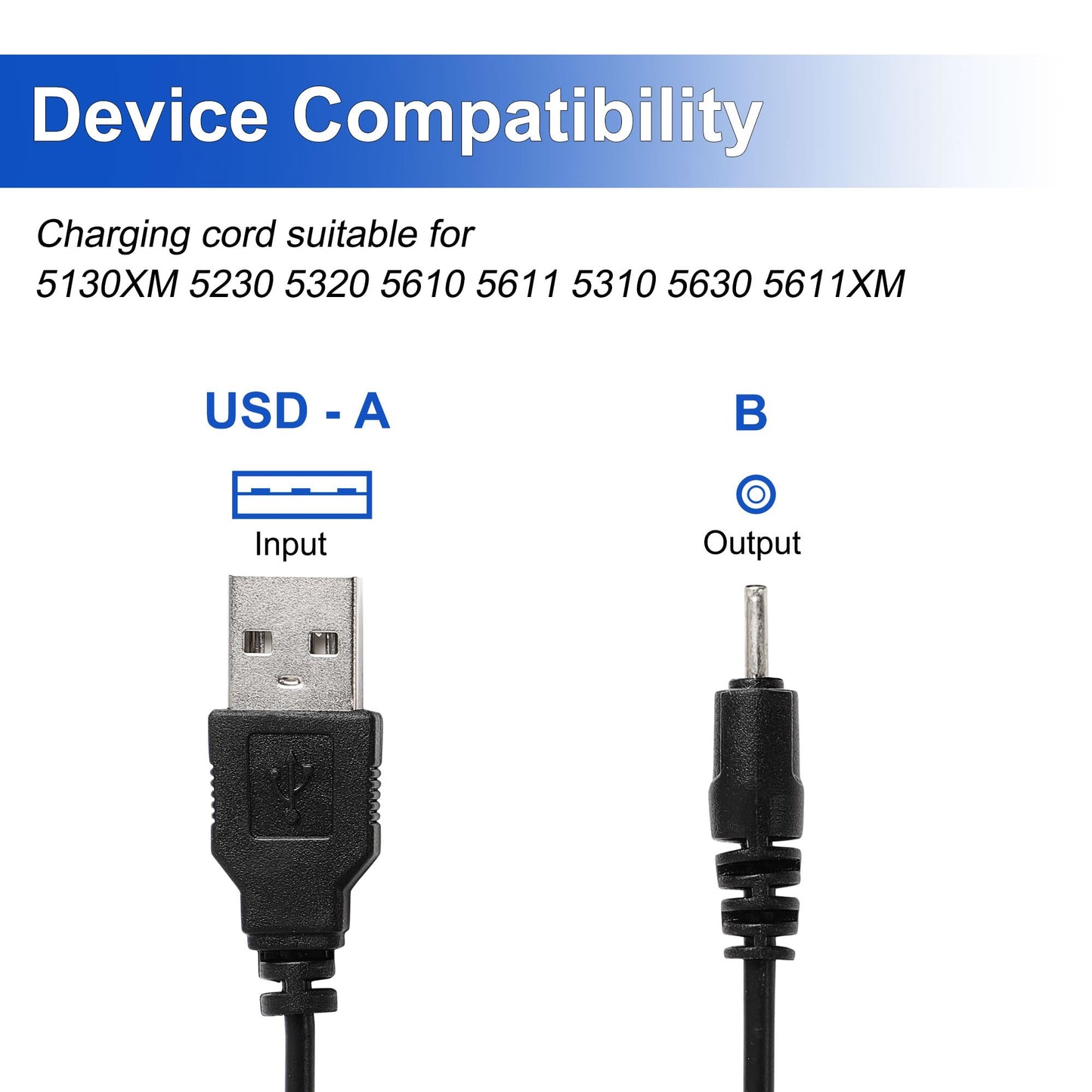 uxcell USB Replacement Charger Cable, Fast Charging Cord DC 2mm Small Pin, Flexible Plug Barrel Connector 70cm Portable Cable for Nokia N78 N79 5230
