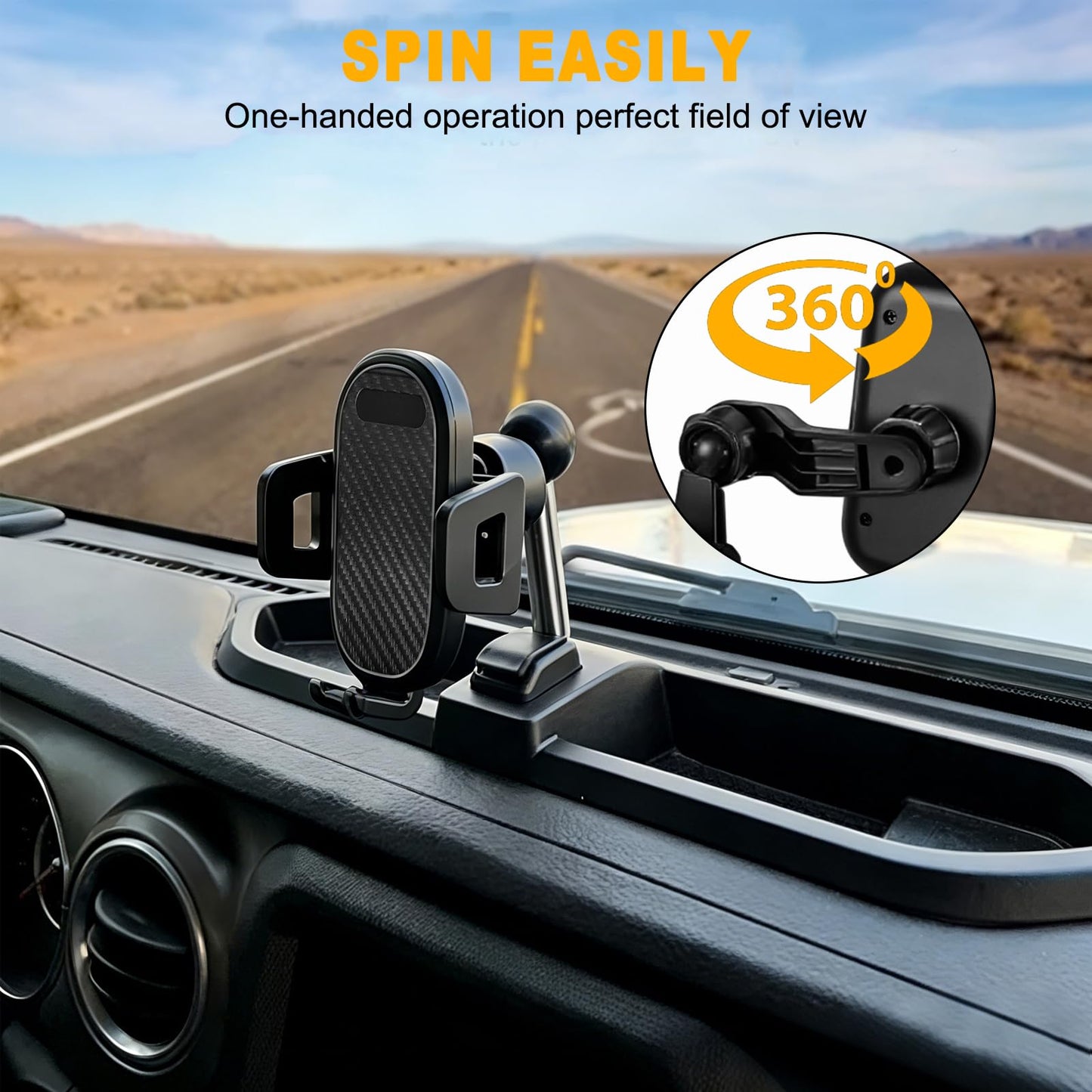 mupera Phone Mount for Jeep Wrangler JL JLU Gladiator JT 2018-2023, Heavy Duty Metal Extension Arm Dash Tray System Kit - Cell Phone Holder, Not