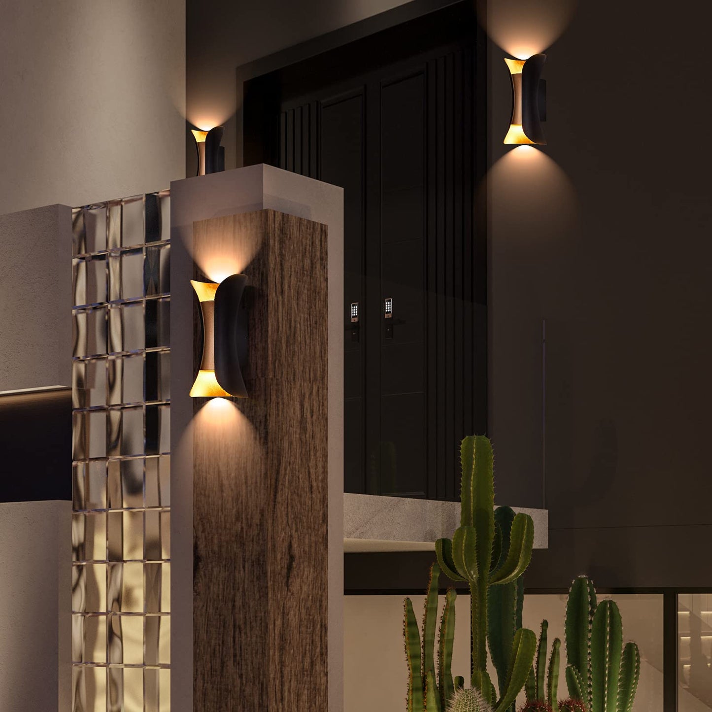 SOKHNA Modern LED Outdoor Waterproof Wall Lamp 14W 3000K,Outdoor Porch Wall LampWaterproof Exterior Lights Fixture Suitable