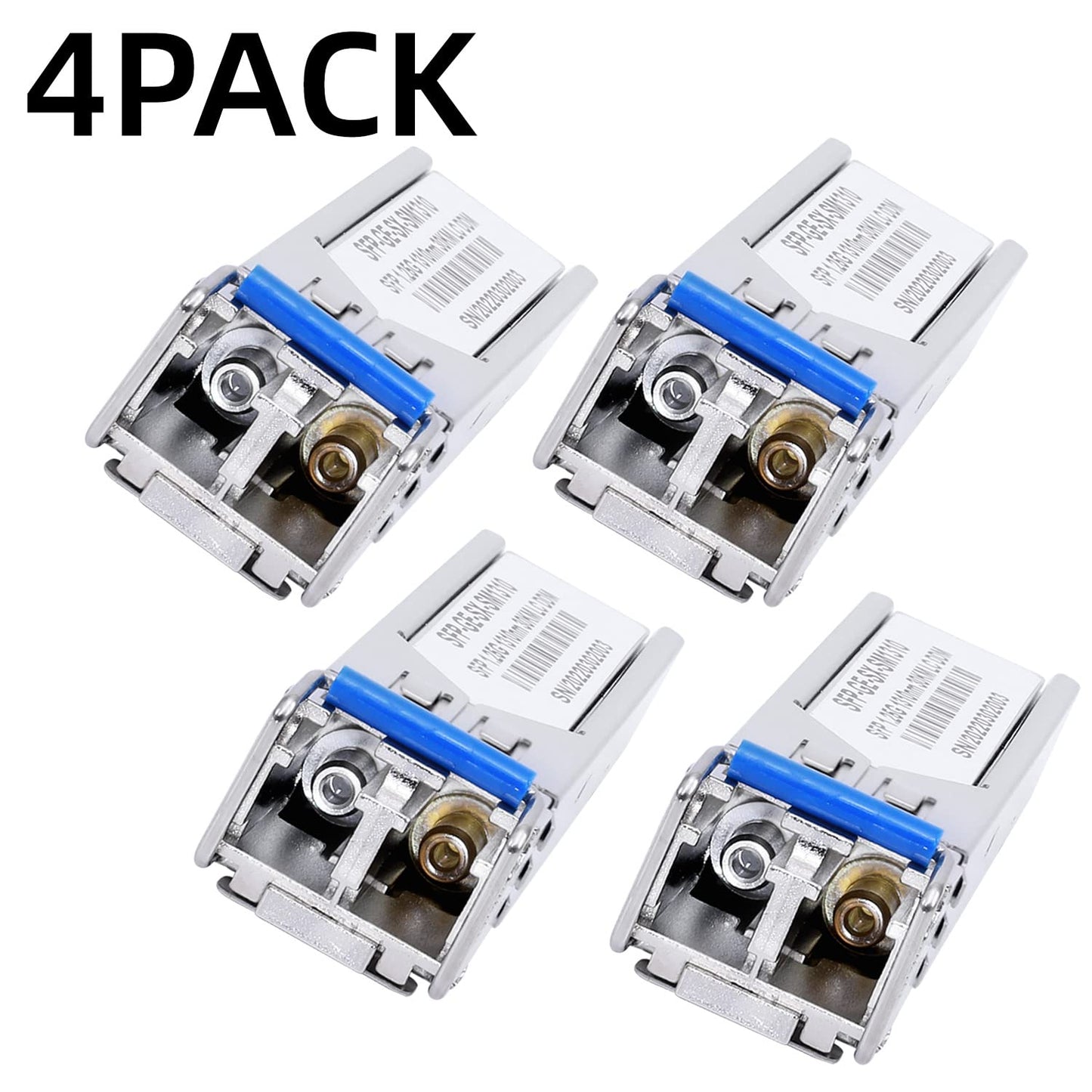 4Pack 1.25G SFP LC Module 1000Base-LX(SMF,1310nm,20km,DDM) Single-Mode Transceiver for Cisco GLC-LH-SMD,Ubiquiti UniFi,Meraki