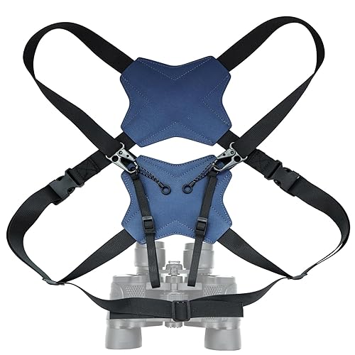 HTtoy Binocular Harness Strap, New Double-Sided Leather X-shaped Design Adjustable for Hunting, Hiking & Birding, Binocular Harness Fits for Carrying