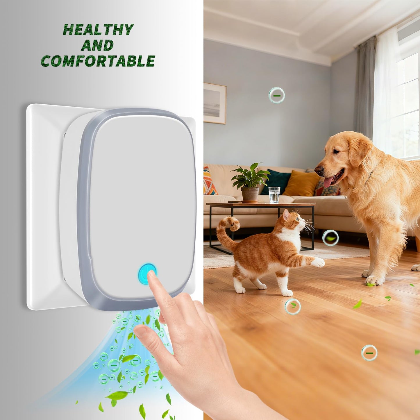 Cat Litter Deodorizer, 99% Odor Eliminator for Pet Odors, Plug In Negative Ion Air Purifier for Litter Box Box, Dog Bed, Home, Kitchen, Bathroom