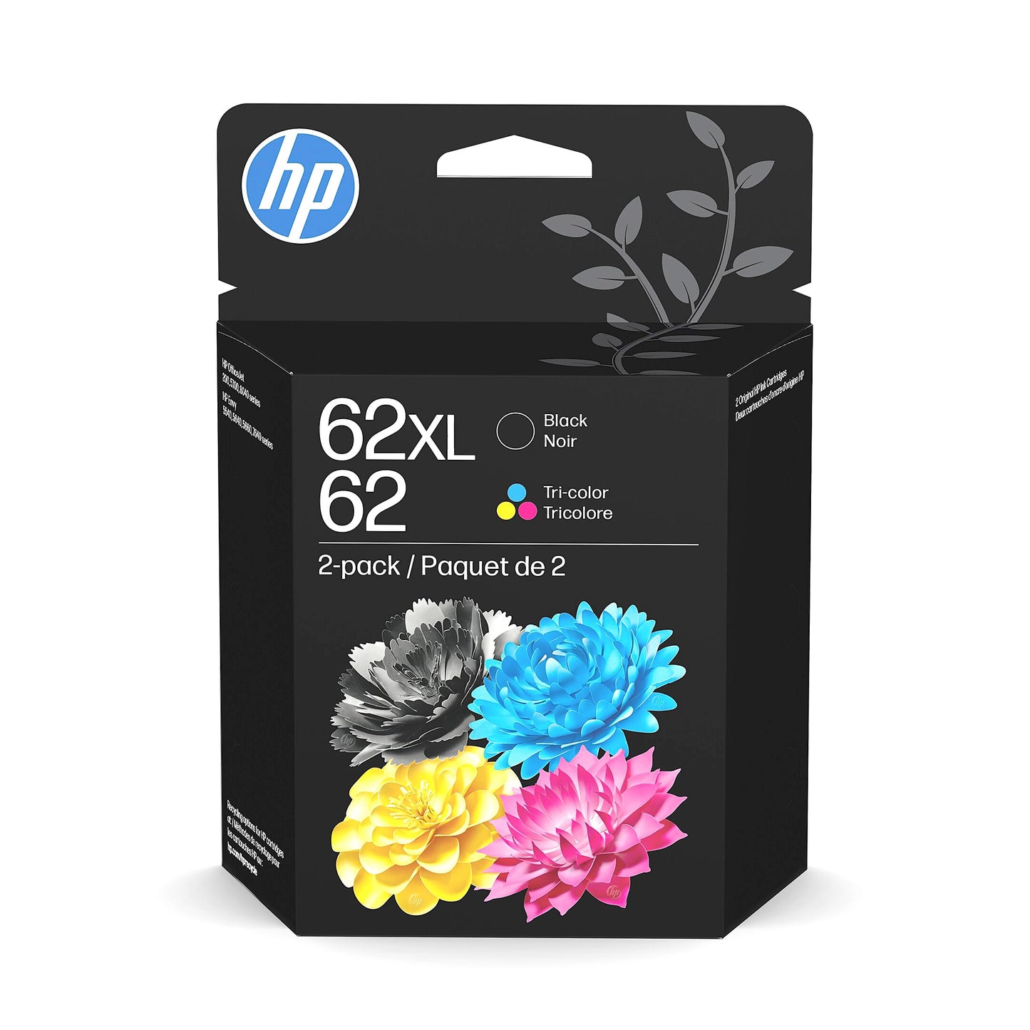 HP 62 Ink Cartridge, Black XL and Tri-Color (Black XL + CMY)