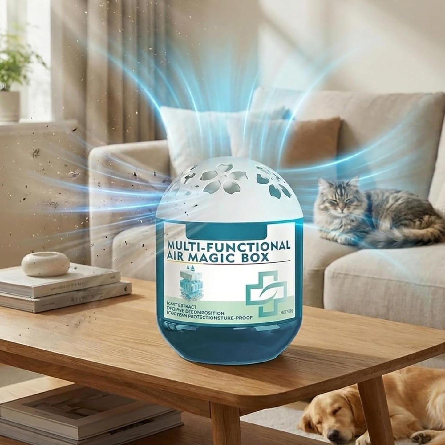 Indoor Air Purification Dust Removal Magic Box, Multi-Functional Air Magic Box, Plant Extract Air Freshener, Automatic Dust Absorber for Bedroom