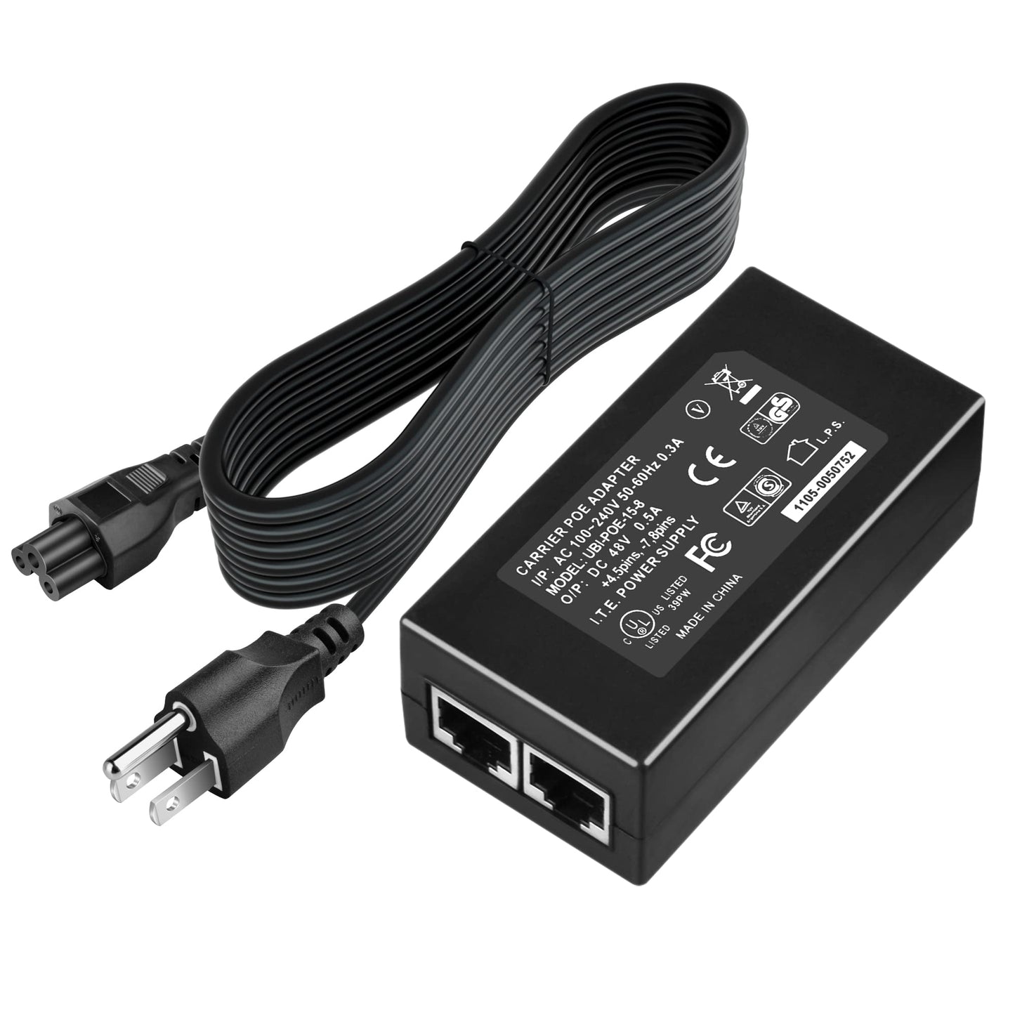 PwrON Gigabit PoE Injector Adapter 48V 24W Power Over Ethernet for 802.3af Devices, Up to 328 Ft, 10/100/100Mbps RJ-45, Plug and Play, PSE-480040G