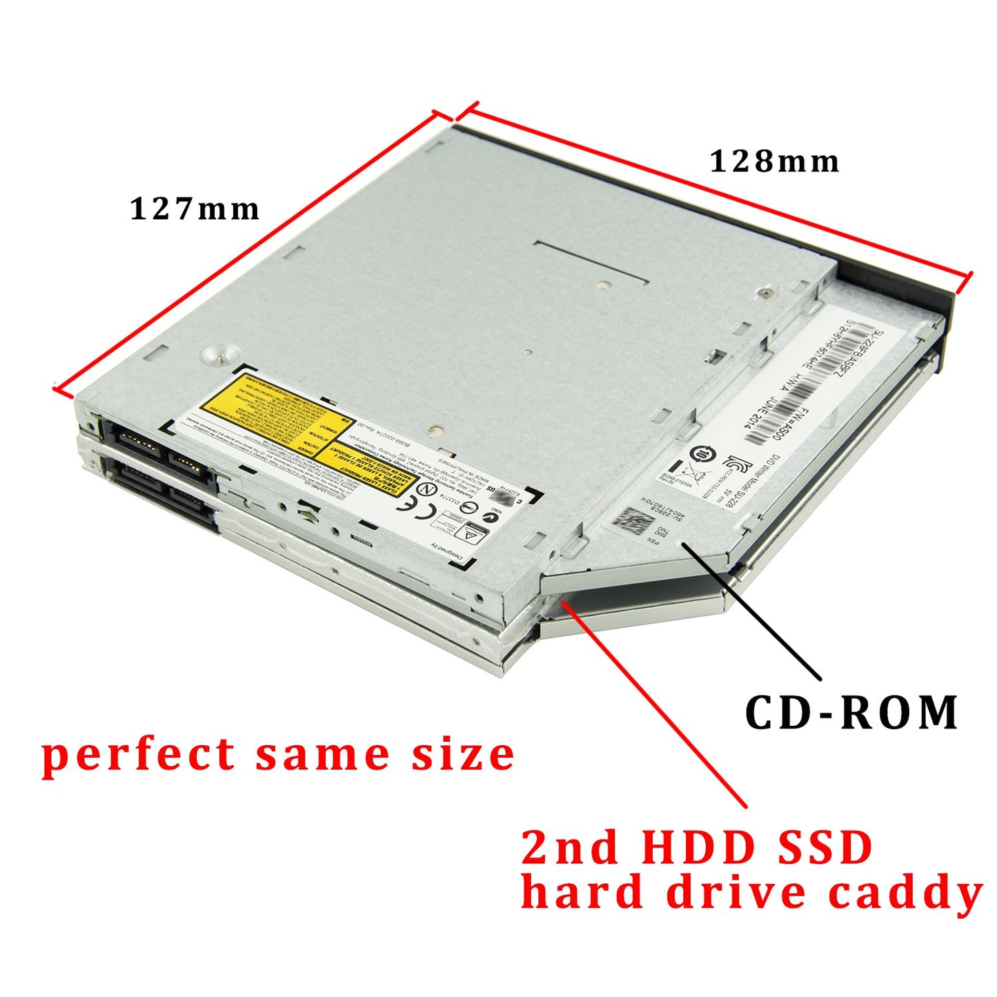 Highfine Universal 9.5mm SATA to SATA 2nd SSD HDD Hard Drive Caddy Adapter Tray Enclosures for DELL HP Lenovo ThinkPad ACER Gateway ASUS Sony Samsung