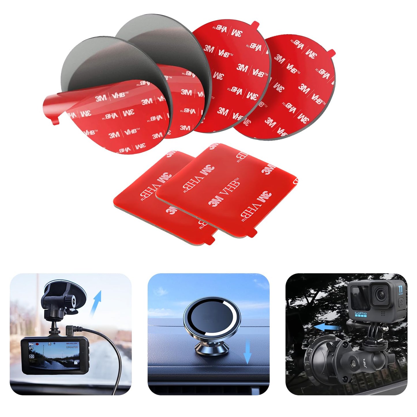 Crymow Double Sided Adhesive Pads.Sticky Dash Cam Mounting Tape.Car Mount Sticky Pad Replacement.Heavy Duty Tape Sticker for Cars Dashboard & Daily