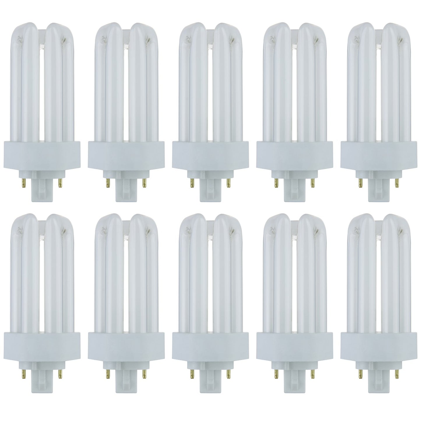Sunlite PLT18/E/SP35K/10PK 3500K Neutral White Fluorescent 18W PLD Triple U-Shaped Twin Tube CFL Bulbs with 4-Pin GX24Q-2 Base (10 Pack)