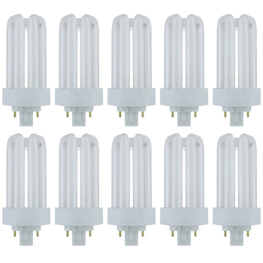 Sunlite PLT18/E/SP35K/10PK 3500K Neutral White Fluorescent 18W PLD Triple U-Shaped Twin Tube CFL Bulbs with 4-Pin GX24Q-2 Base (10 Pack)
