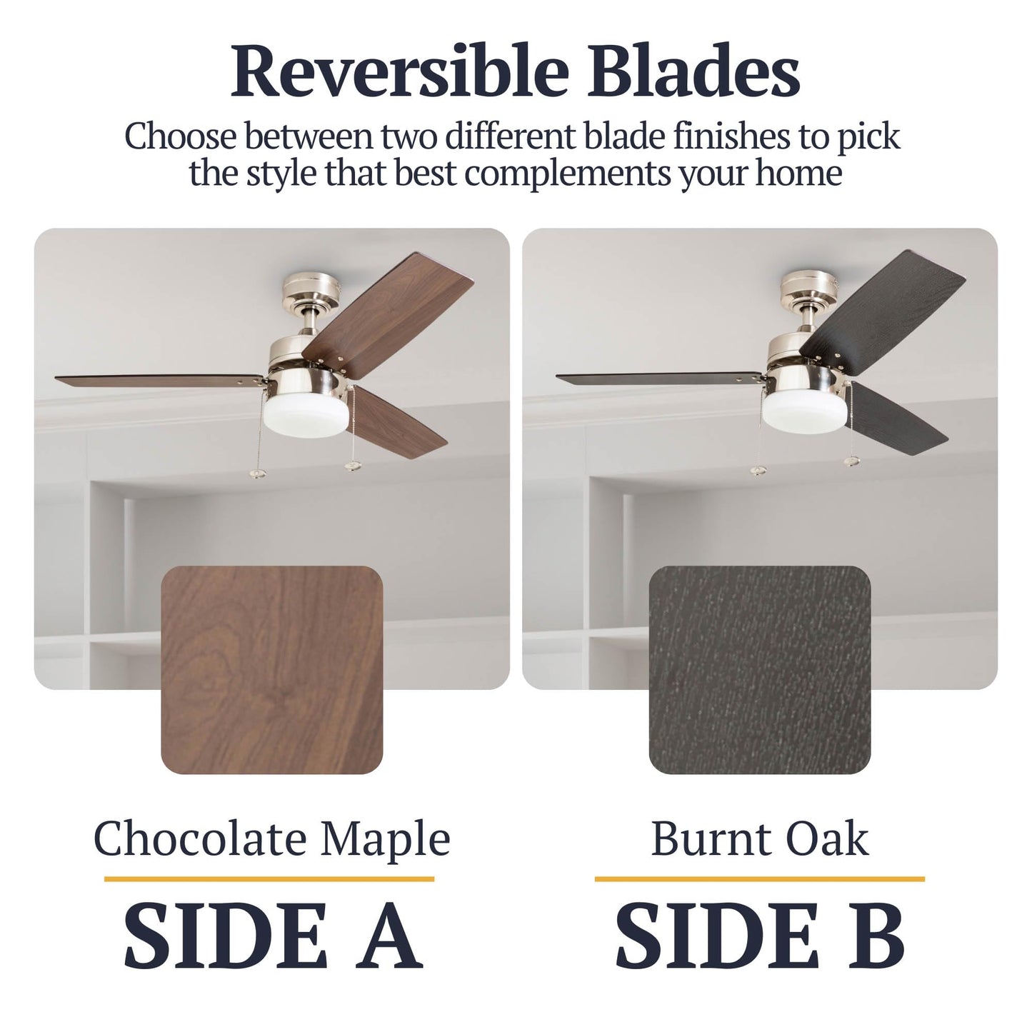 Prominence Home 42" Reston Ceiling Fan w/Light, Chain & 3 Blades, Nickel
