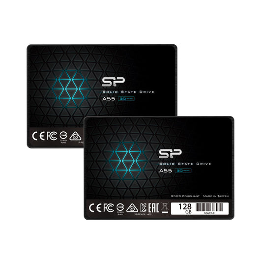 Silicon Power 2-Pack 128GB SSD 3D NAND A55 SLC Cache Performance Boost SATA III 2.5" 7mm (0.28") Internal Solid State Drive