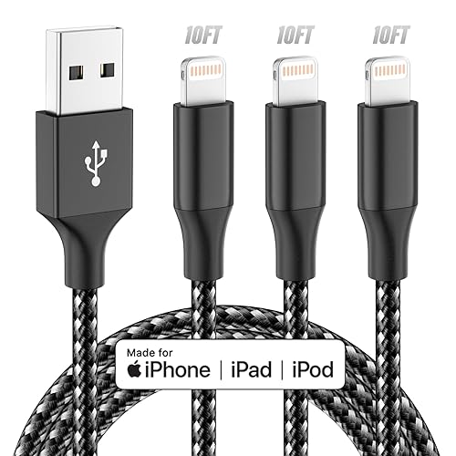 Bkayp iPhone Charger [Apple MFi Certified] 3pack 10FT Long Lightning Cable Fast Charging High Speed Data Sync USB Cable Compatible iPhone 13/12/11…