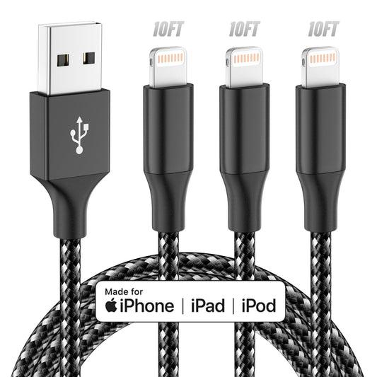 Bkayp iPhone Charger [Apple MFi Certified] 3pack 10FT Long Lightning Cable Fast Charging High Speed Data Sync USB Cable Compatible iPhone 13/12/11…