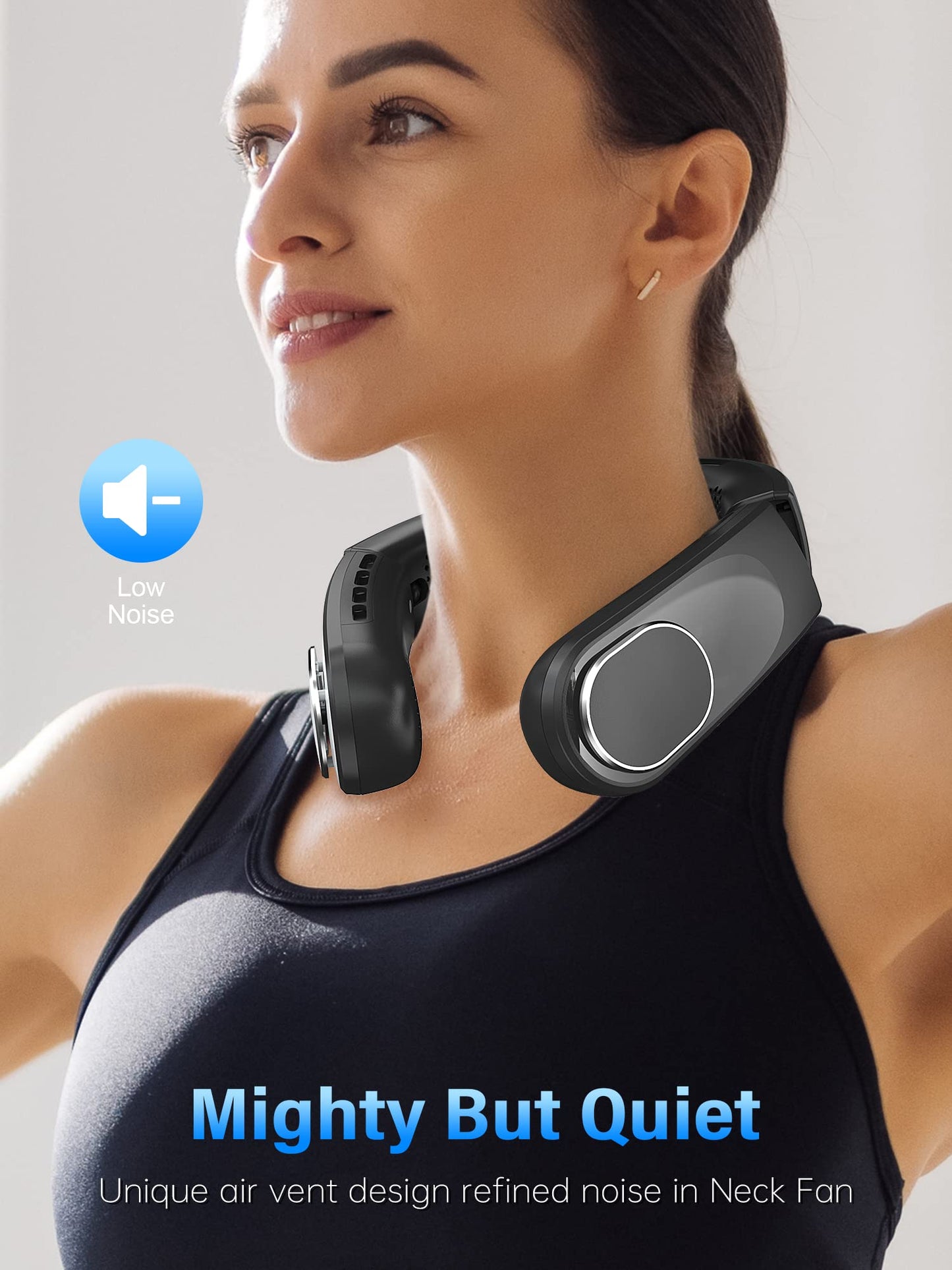 Neck Fan with Dual Motor 200% Strong Airflow - 8000mAh Portable Fan, Personal Fan with Adjustable Airvents,Quick Charging,4 Speeds, Cooling Fan