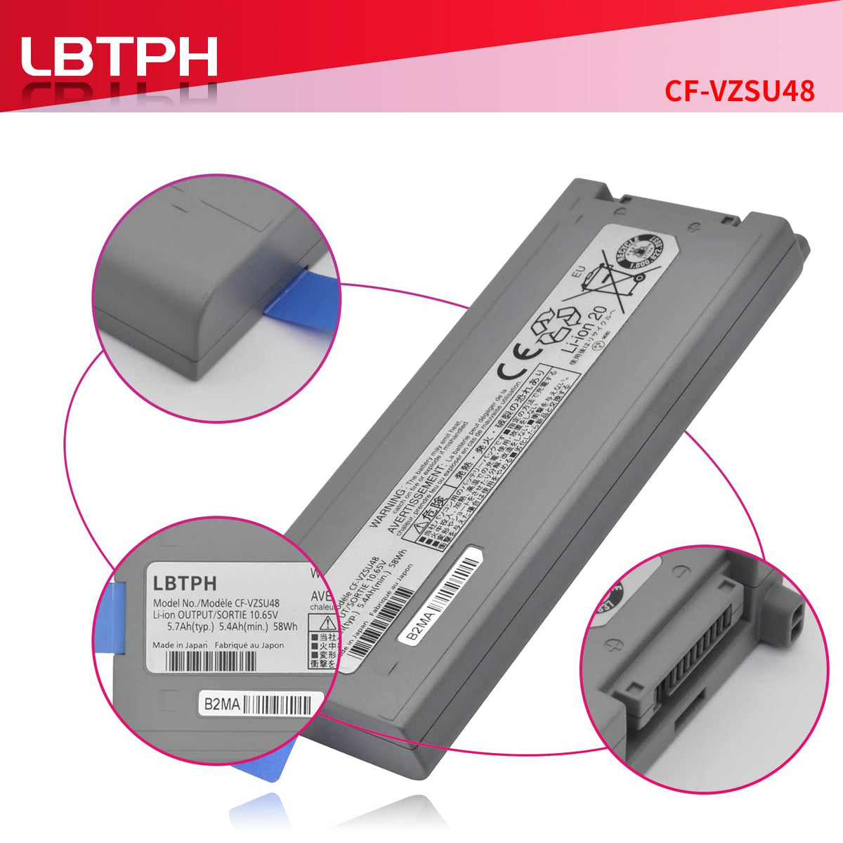 LBTECH CF-VZSU48 Laptop Battery Replacement for Panasonic Toughbook CF-19 CF19 CF-VZSU48U VZSU28 VZSU50 VZSU48CJS VZSU48R VZSU87R 10.65V 5700mAh