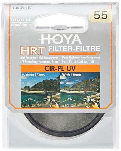 Hoya Circular Polarizer Filter (HRT CIR-PL UV) - 55mm Polarizing Filter with UV Absorbing Glass, High-Rate Transparency Film for Camera Lens