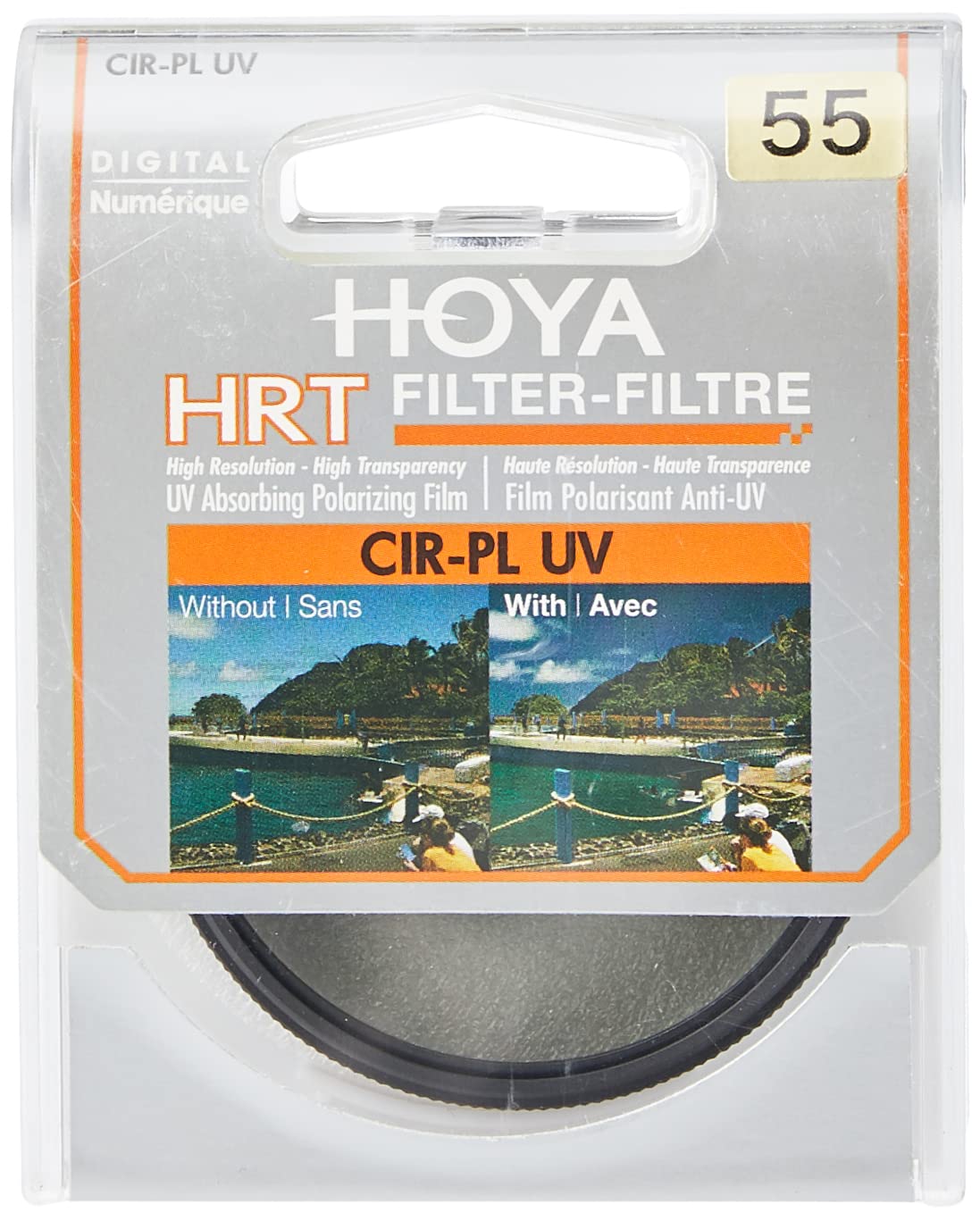 Hoya Circular Polarizer Filter (HRT CIR-PL UV) - 55mm Polarizing Filter with UV Absorbing Glass, High-Rate Transparency Film for Camera Lens