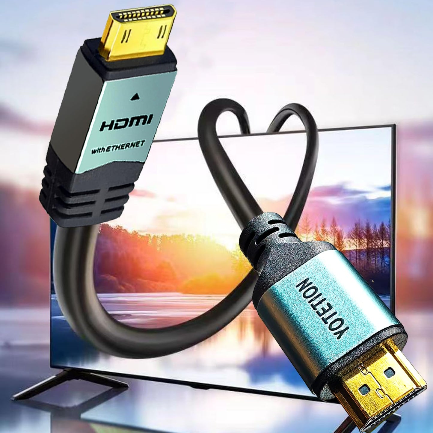 YOTETION Long Mini HDMI to HDMI Cable 25FT, MINI HDMI 4K 60Hz High Speed HDMI to Mini HDMI Cable Male Bi-Directional 2.0 Cord, for HDTV, Tablet
