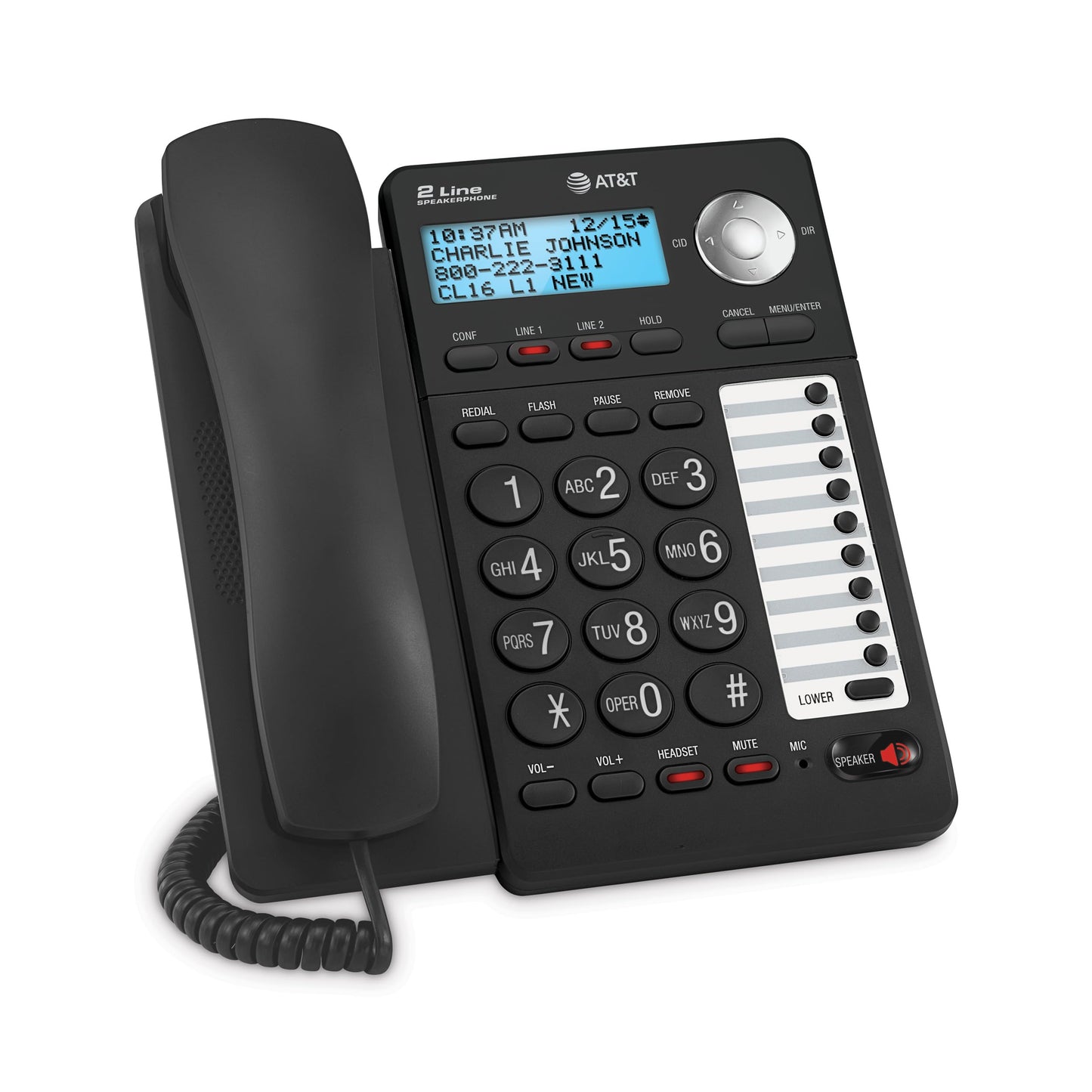 AT&T 2-Line Corded Speakerphone with Caller ID/Call Waiting, 3-Party Conferencing, 18 Number Speed Dial and Auto Line Selection (Speakerphone)