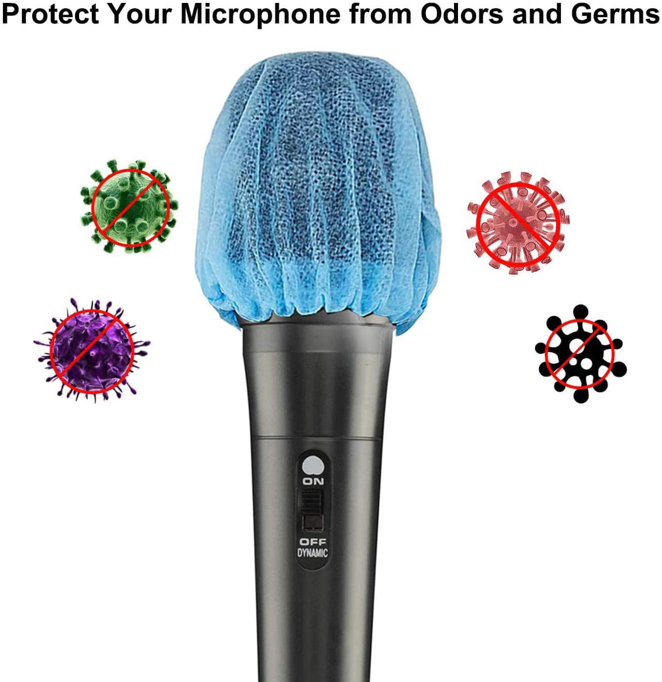 200 PCS (100 Pack) Microphone Hygiene Covers Disposable Non-woven Handheld Mic Mike Cover Windscreen Protective Cap for KTV Karaoke Recording Room