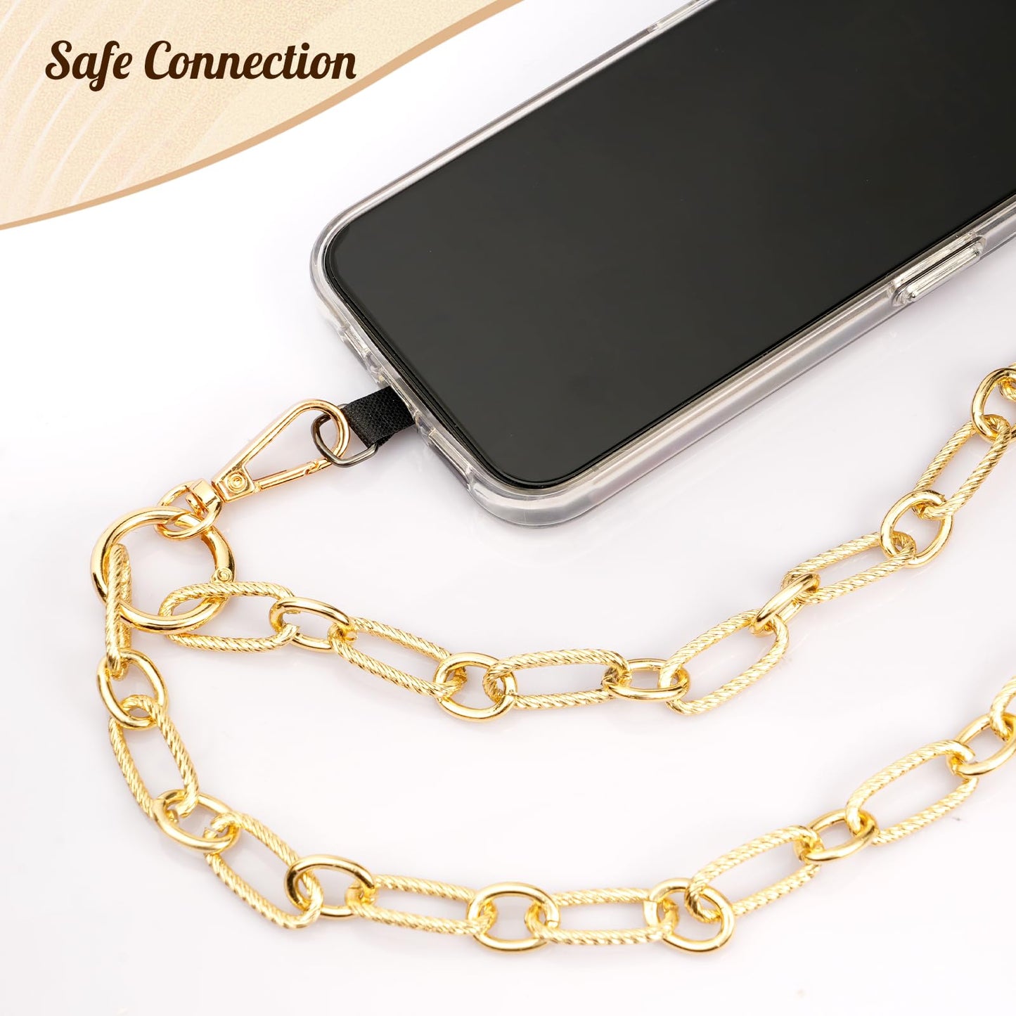TiMOVO Universal Phone Lanyard, Metal Cell Phone Chain Anti-Theft Crossbody Strap for iPhone 15 Pro Max and Most Smartphones, Adjustable Cell Phone