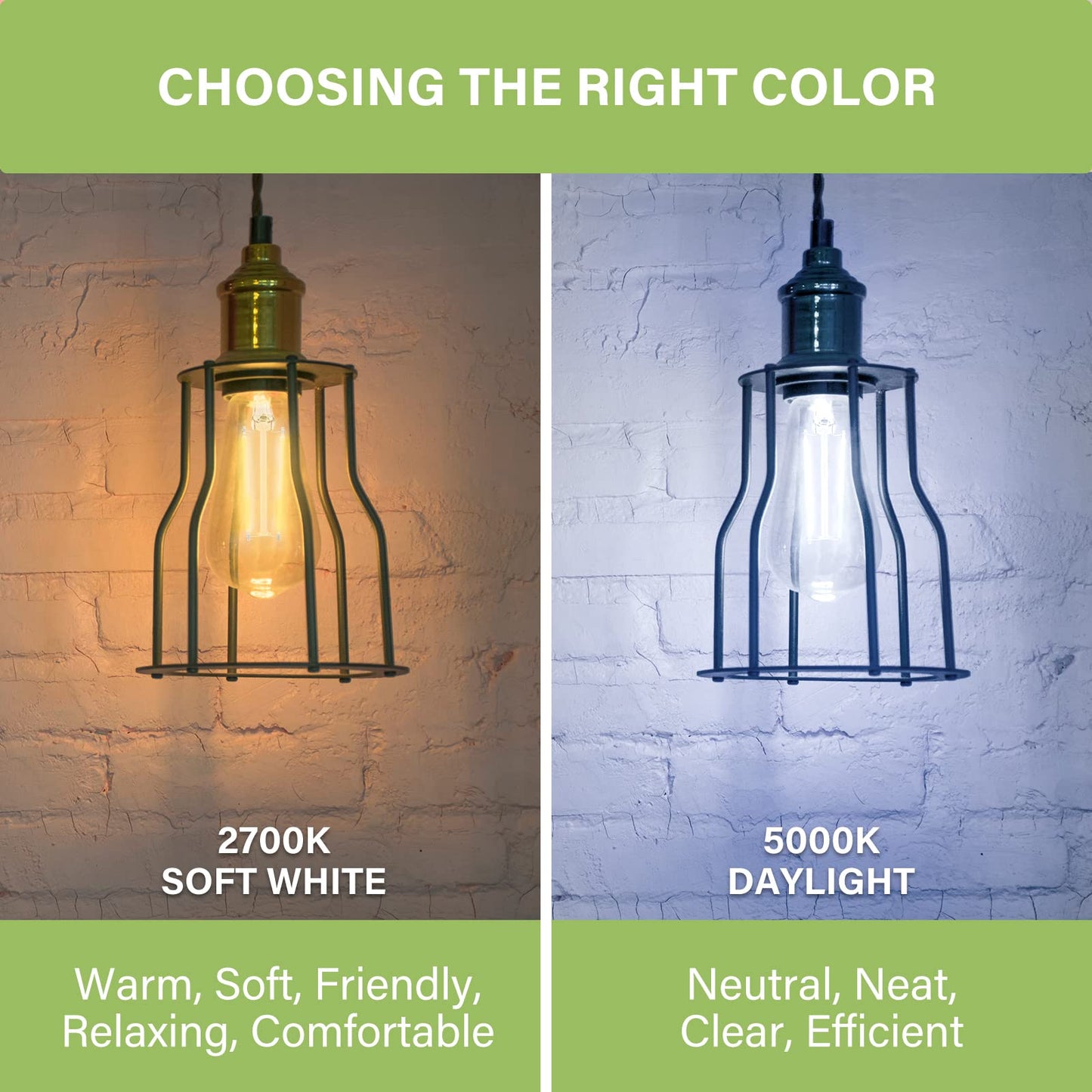 Sigalux Edison Bulbs, E26 LED Bulb ST58 Filament Clear Non-Dimmable Vintage Light Bulbs 40W Equivalent 400LM Soft White 2700K 15, 000hrs 4 Pack
