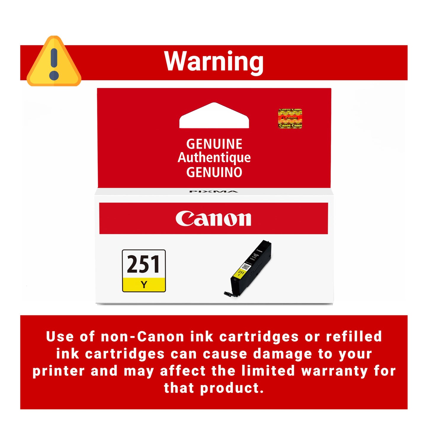 Canon CLI-251 Genuine Yellow Ink Tank, Compatible with MG6320, IP7220 & MG5420, MX922, MG5520, MG6420, MG7120, iX6820, iP8720, MG7520, MG6620,