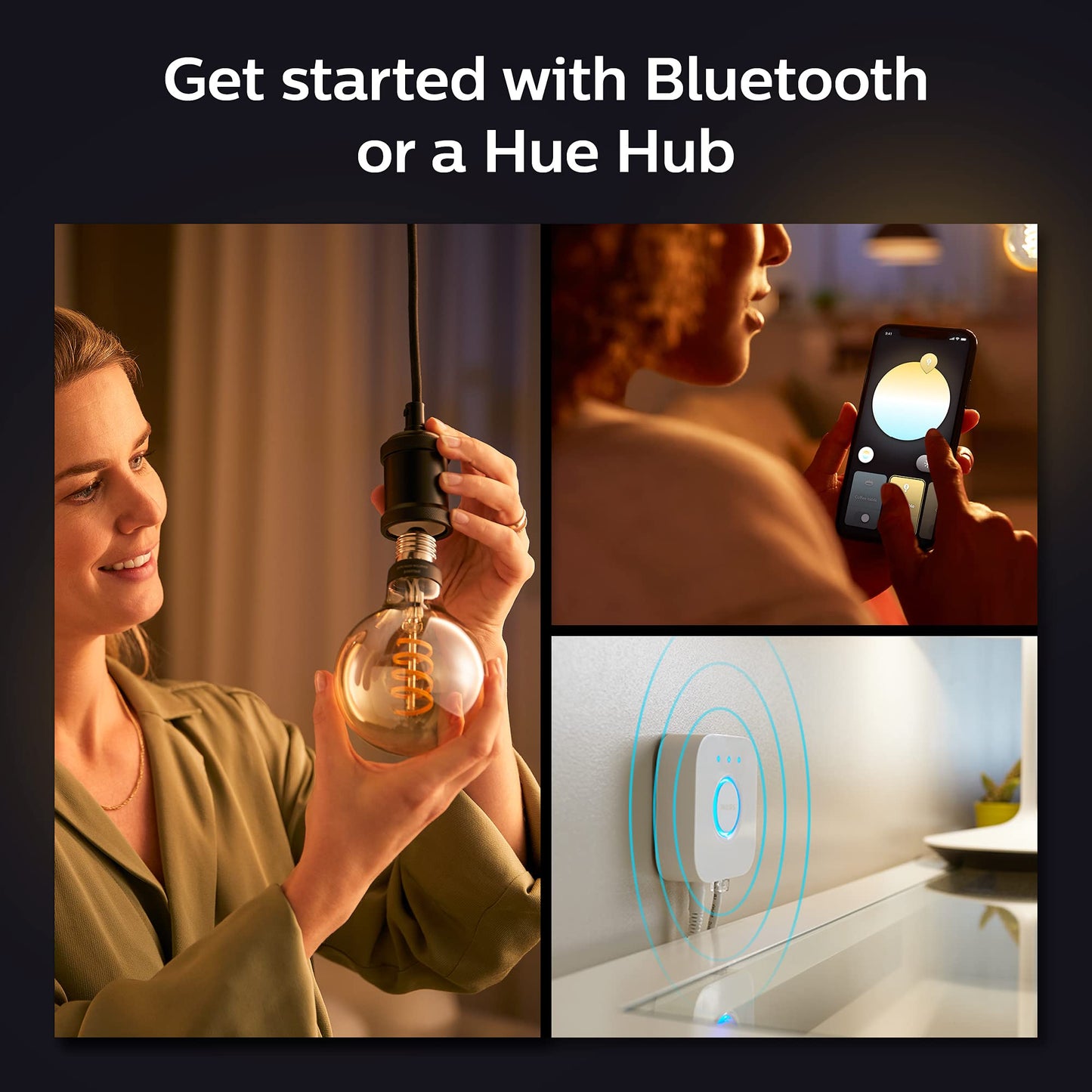Philips Hue Smart 60W G25 Filament LED Bulb - White Ambiance Warm-to-Cool White Light - 2 Pack - 550LM - E26 - Indoor - Control with Hue App - Works