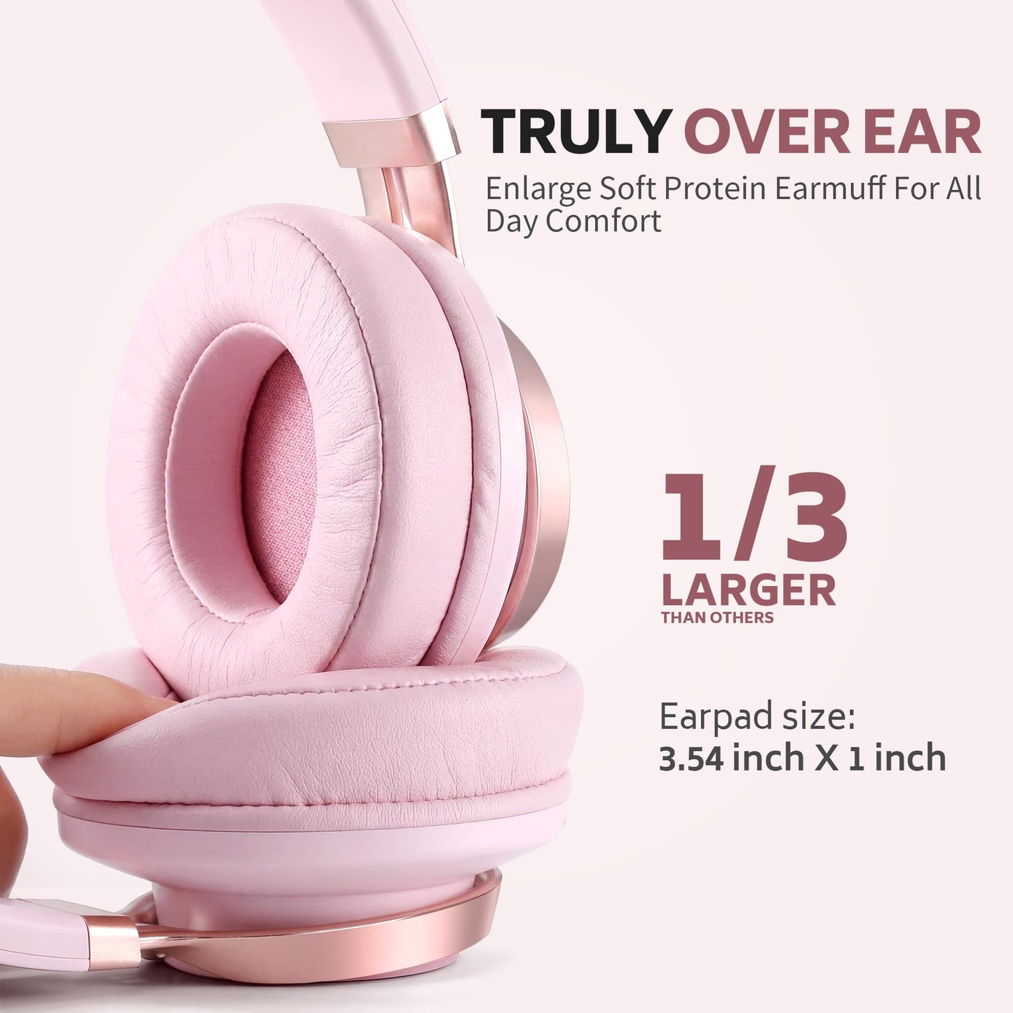 COOSII Wired Over-Ear Headphones Pink with Mic for School Work, 3.5mm Jack