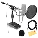Gator Frameworks GFW-MIC-0821 Bass Drum and Amplifier Microphone Stand with Single-Section Boom and Weighted Base Bundle with Windscreen, XLR Cable