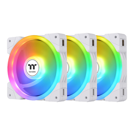 Thermaltake SWAFAN EX 12 ARGB PC Cooling Fan White, 3-Fan pcak, 500~2000 RPM, Magnetic Connection, Reversable Blades, sync with MB RGB Software