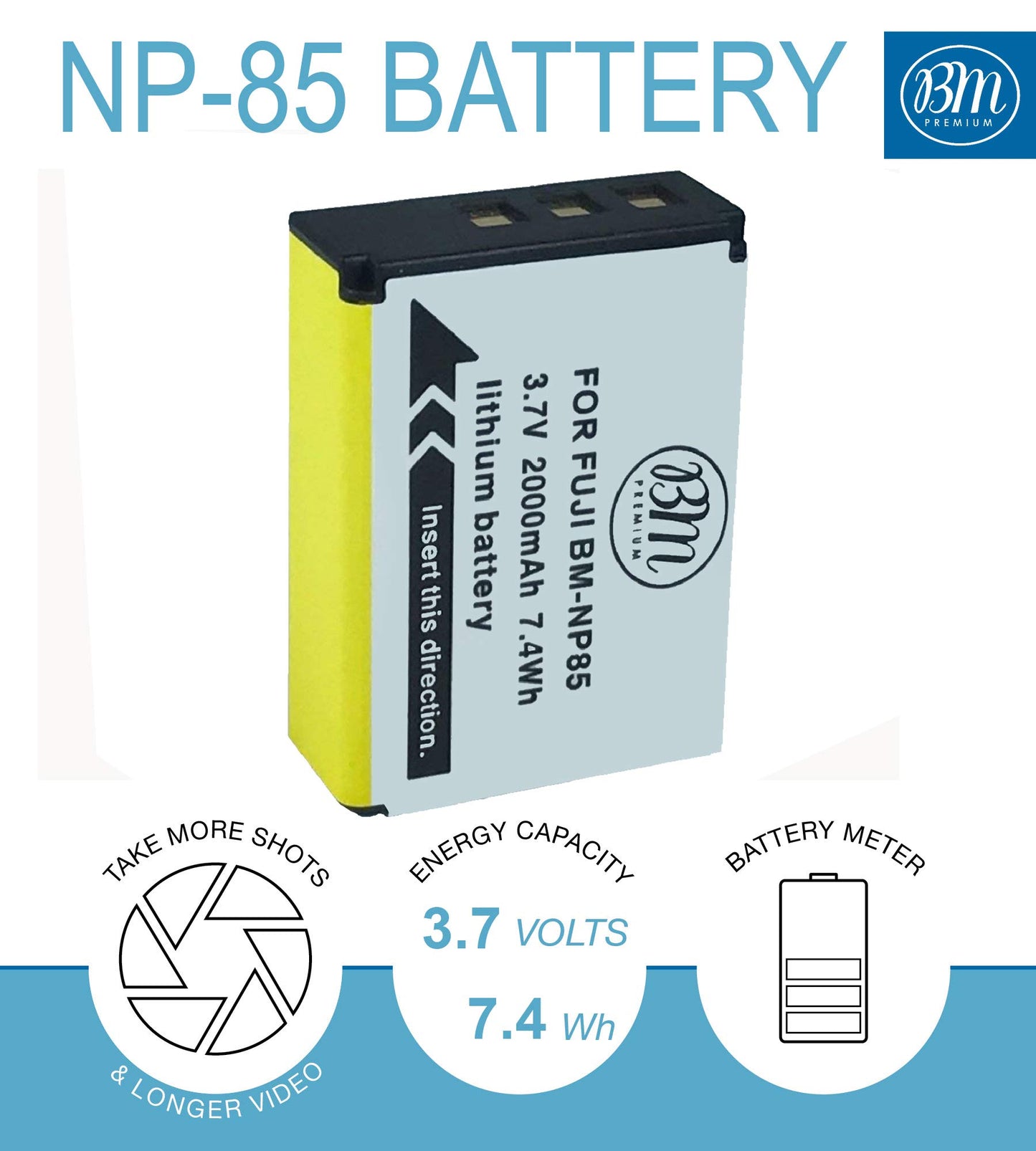 BM Premium NP-85 Battery and Charger Kit for FujiFilm FinePix S1 SL240 SL260 SL280 SL300 SL305 SL1000 Digital Camera