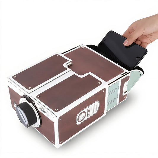 DIY Cardboard Smartphone Projector,ASHATA Second-generation Mini DIY Home Portable Smart Mobile Phone Projector Home Cinema,Home Theater Phone Screen